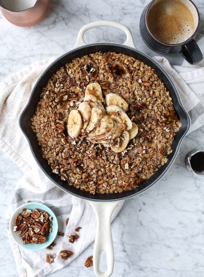 banana, bourbon and pecan baked oatmeal I howsweeteats.com