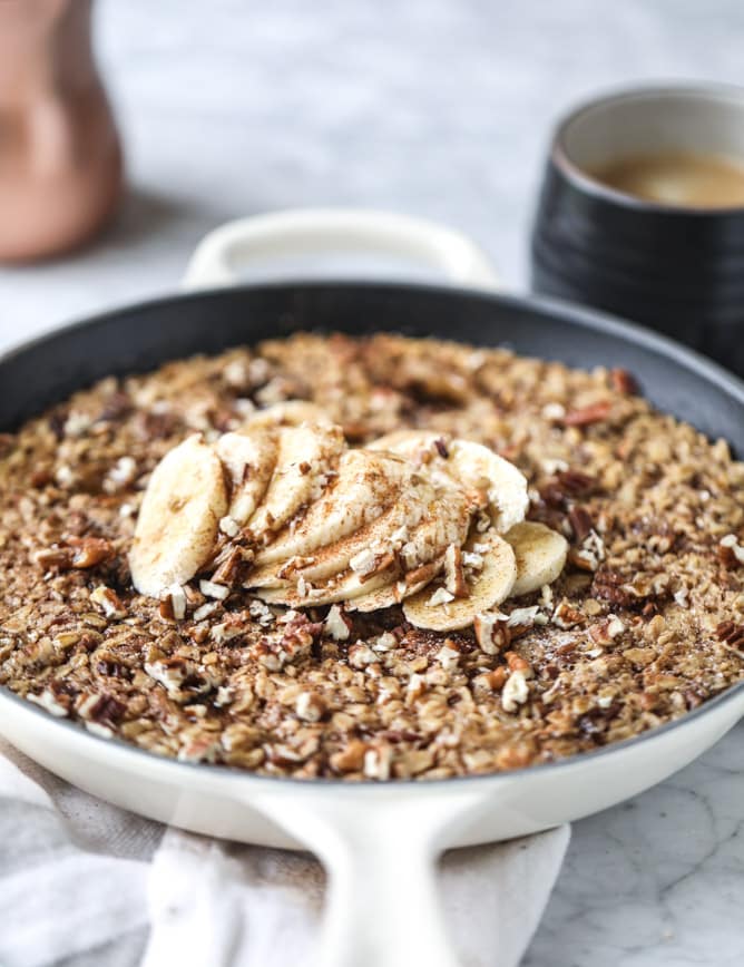 banana, bourbon and pecan baked oatmeal I howsweeteats.com