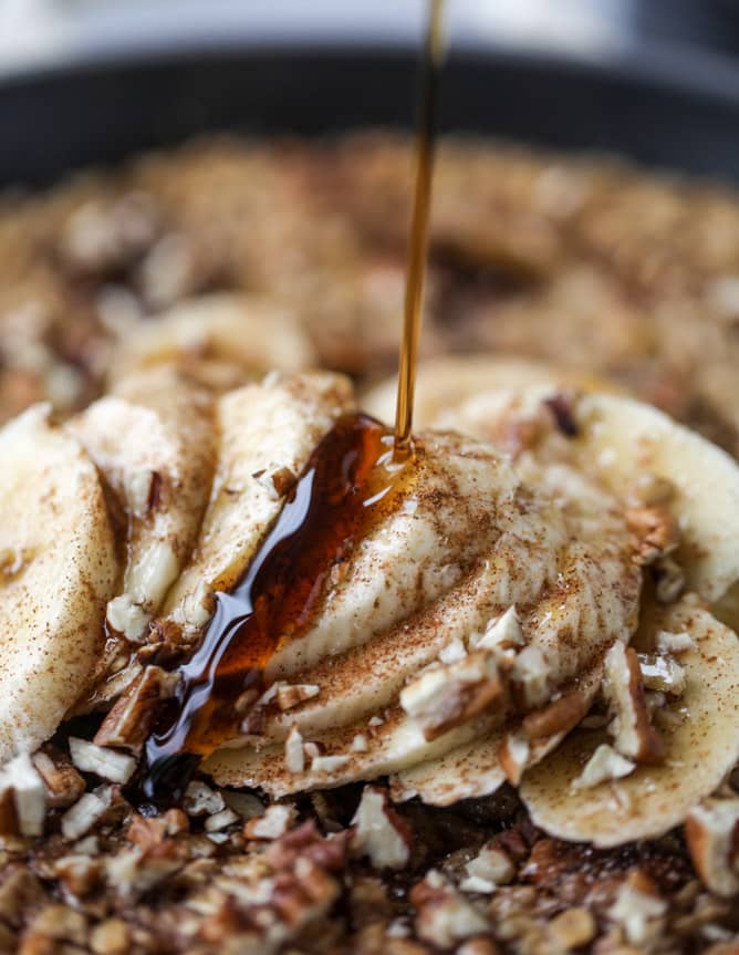 banana, bourbon and pecan baked oatmeal I howsweeteats.com