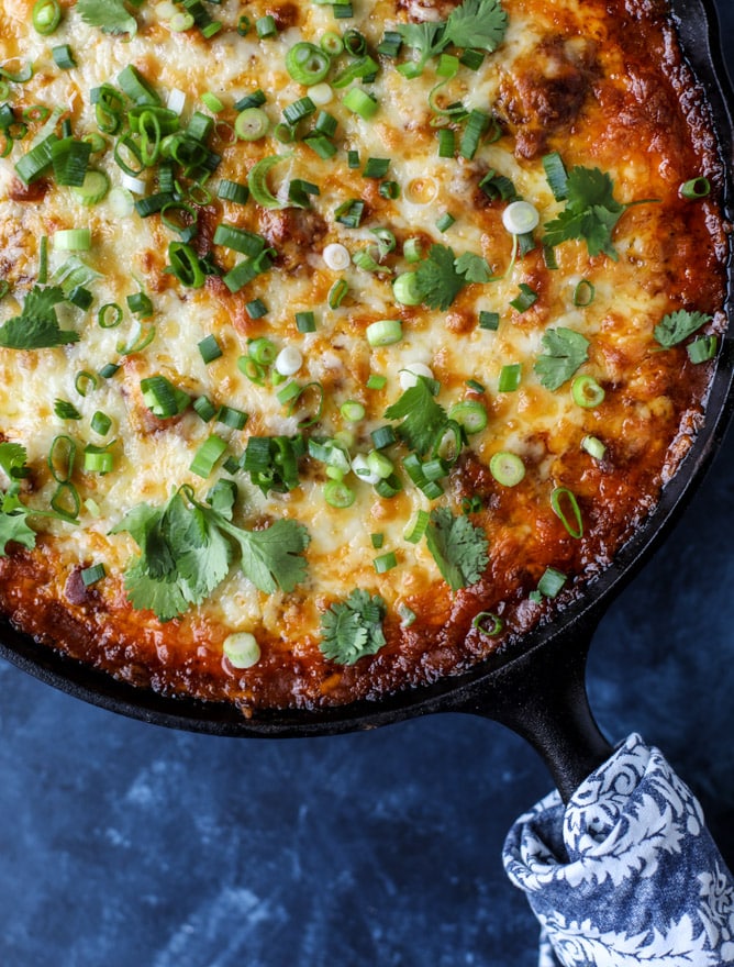 cheesy chicken tamale pie I howsweeteats.com