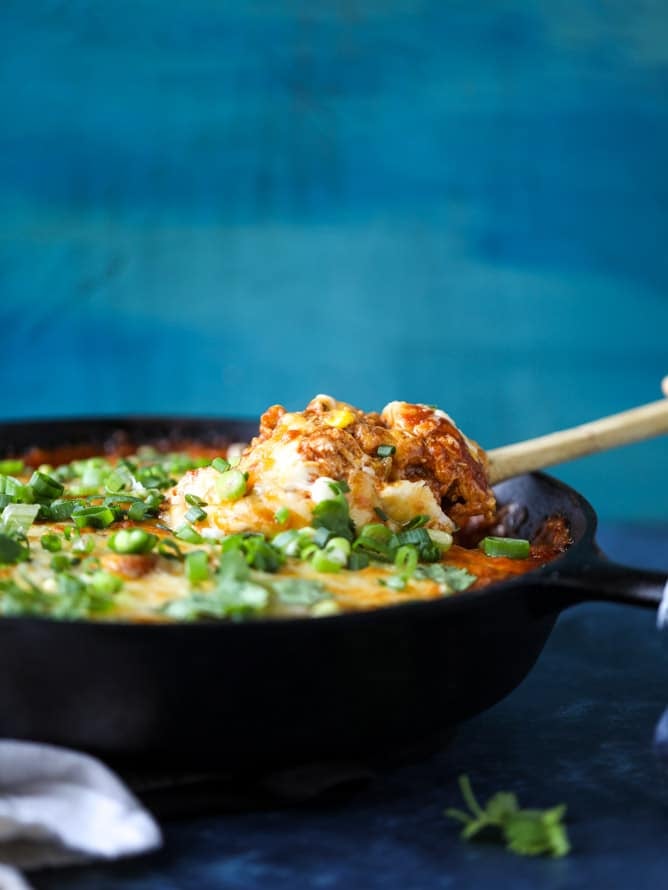 cheesy chicken tamale pie I howsweeteats.com