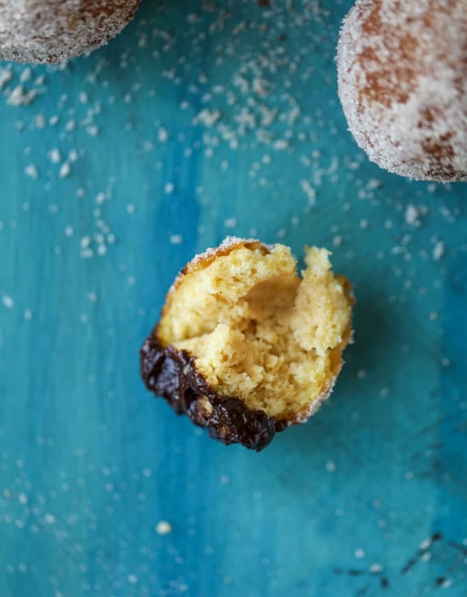 pumpkin doughnut holes with hot fudge I howsweeteats.com