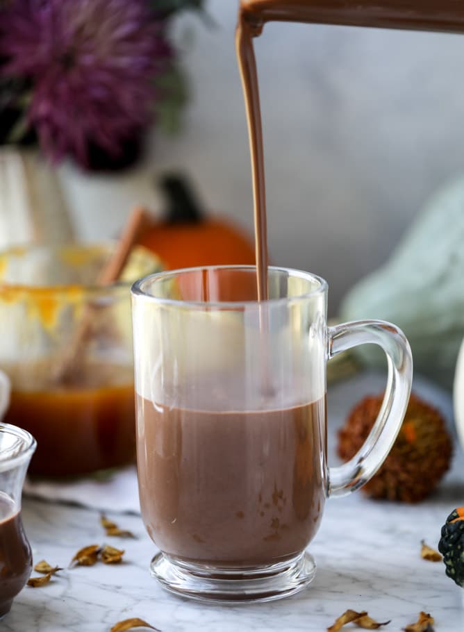 pumpkin coconut hot chocolate I howsweeteats.com #pumpkin #hotchocolate #drinks