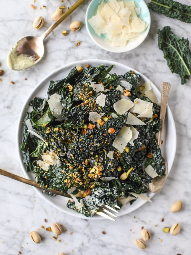 parmesan pistachio I howsweeteats.com #kale #pistachio #salad #parmesan #healthy #recipes