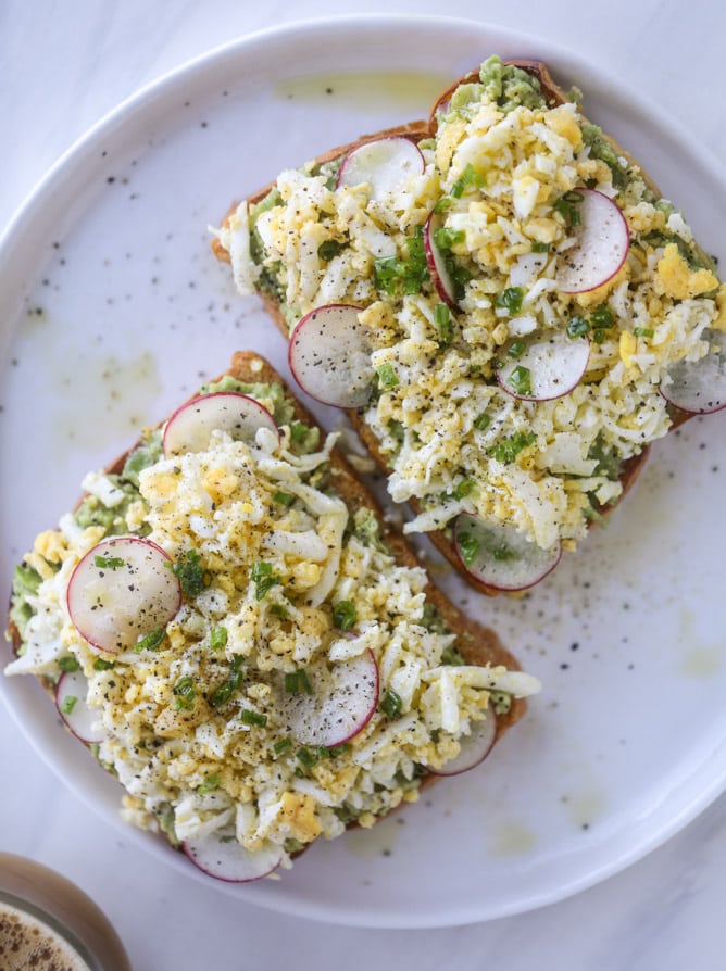 shaved egg avocado toast I howsweeteats.com #avocado #toast #egg #breakfast