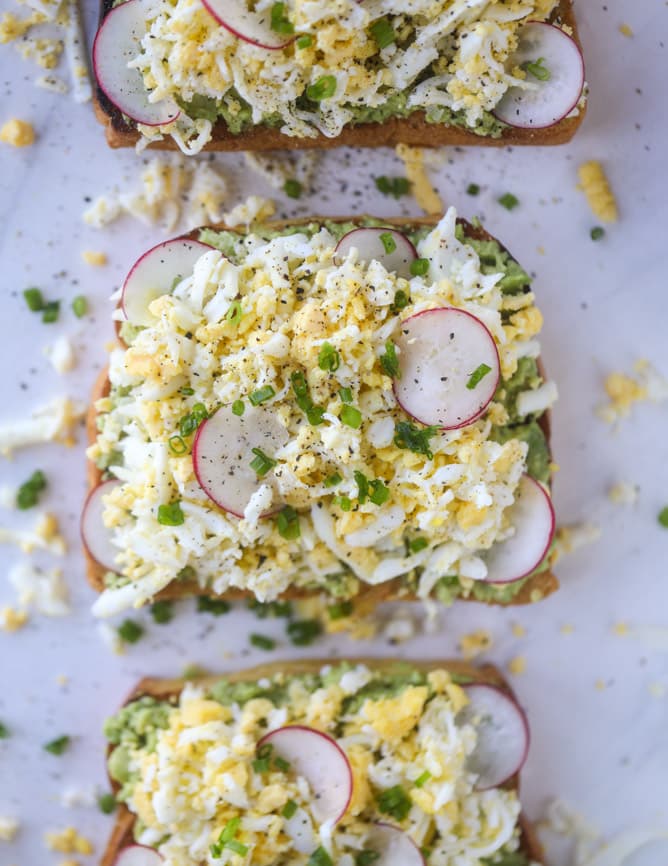 shaved egg avocado toast I howsweeteats.com #avocado #toast #egg #breakfast