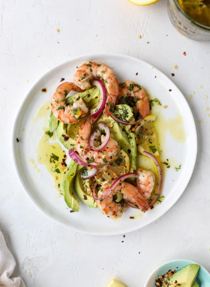 pickled shrimp avocado salad I howsweeteats.com #pickledshrimp #seafood #avocado #salad #kentuckyderby