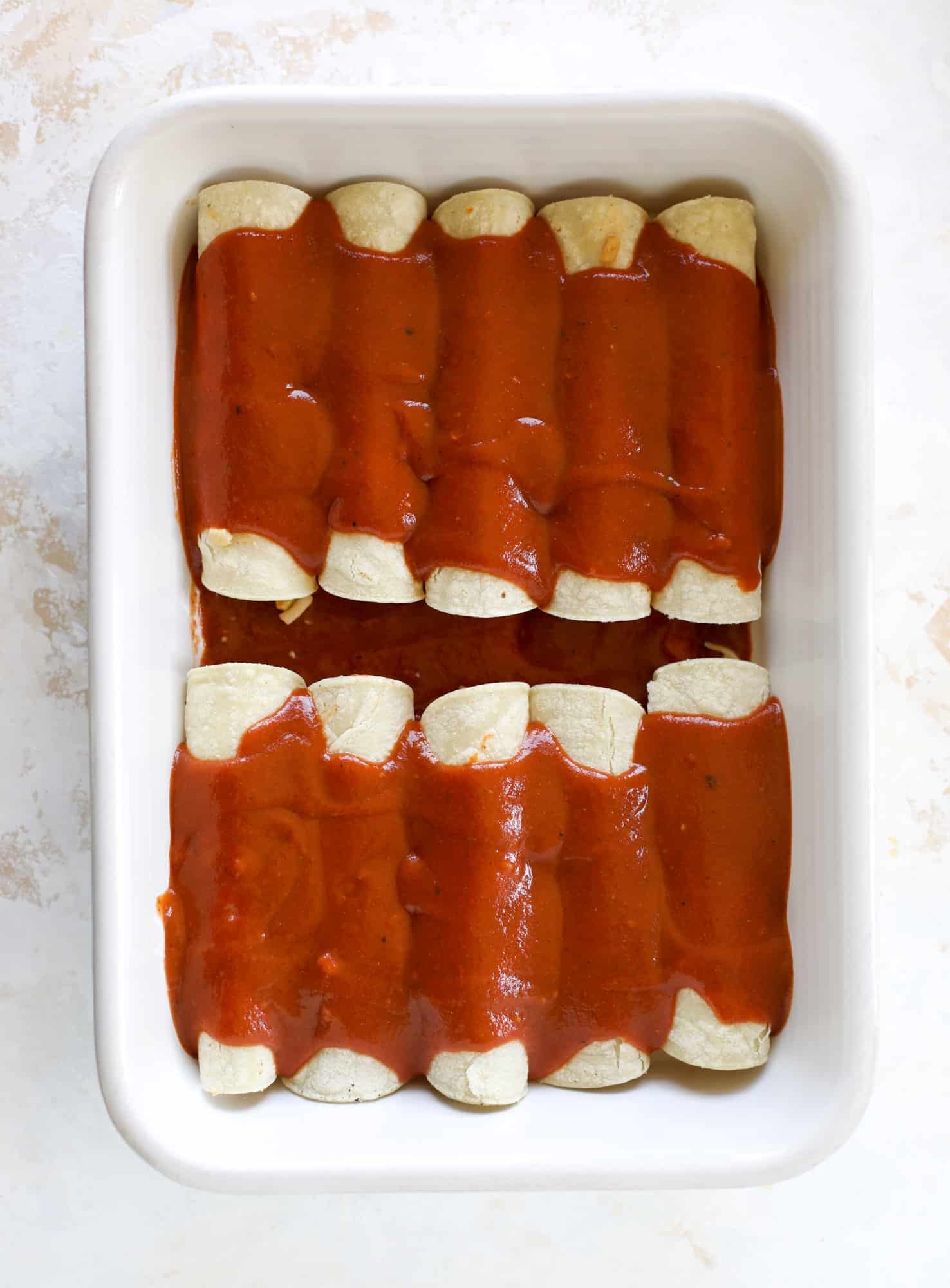 enchiladas ready for the oven