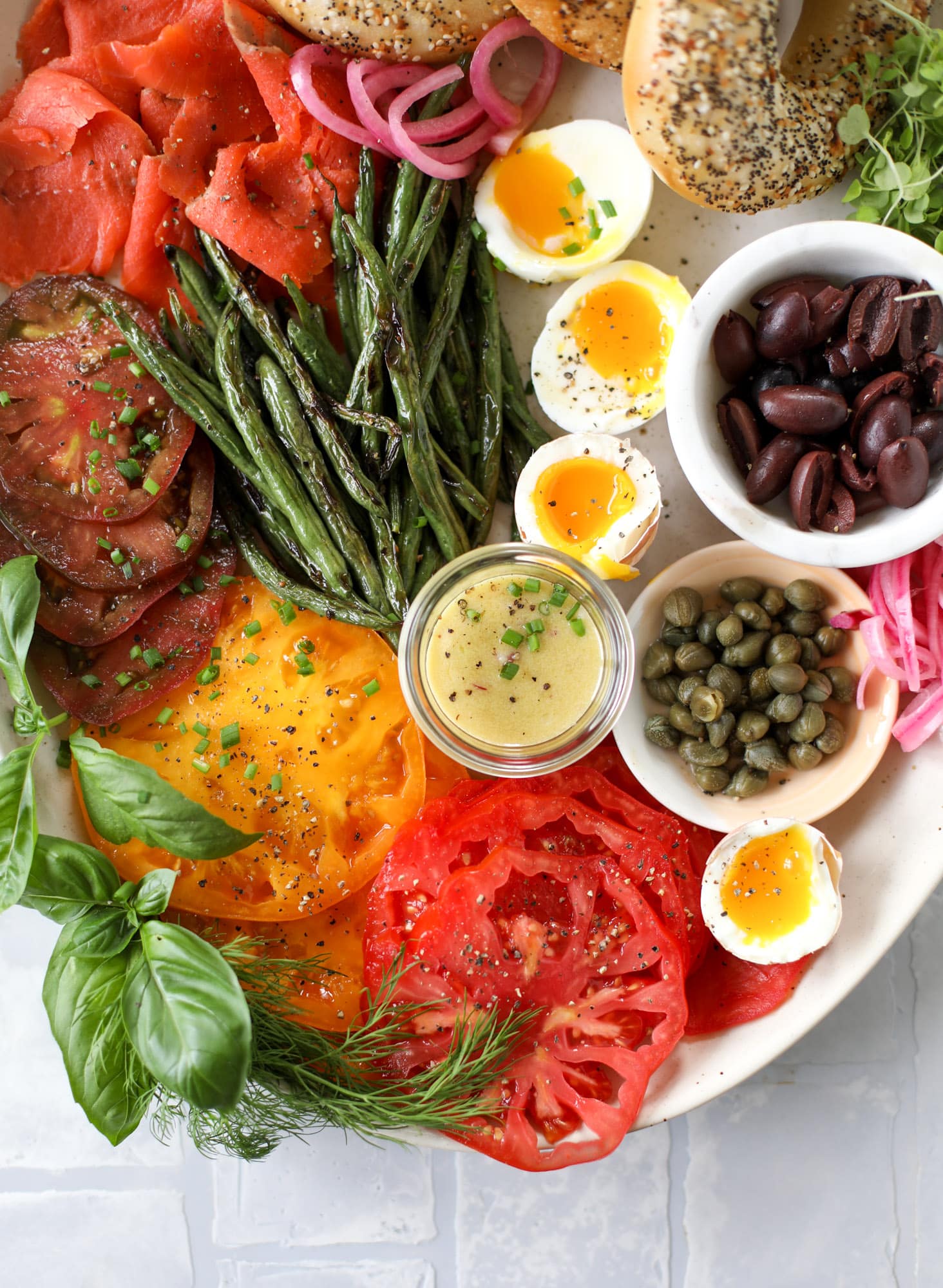 nicoise bagel platter