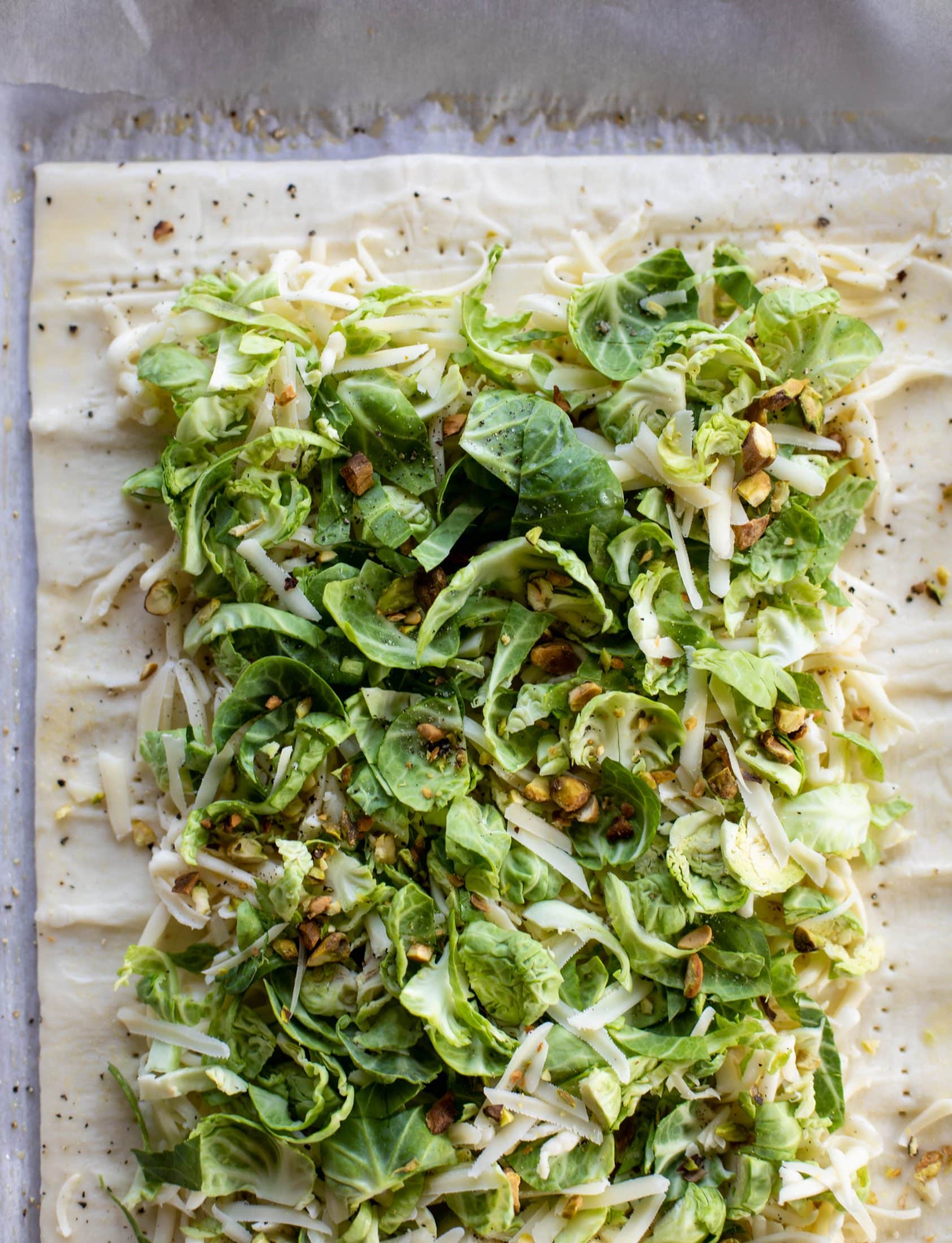 puff pastry with brussels sprouts