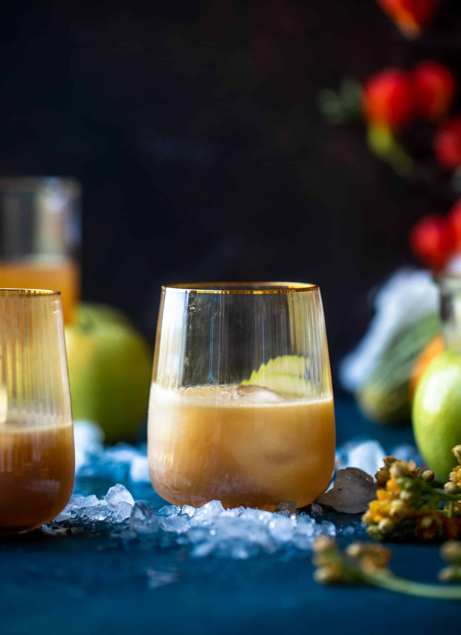 This caramel apple old fashioned will warm you up this fall! Bourbon, homemade cider caramel, apple cider and bitters make this super delish.