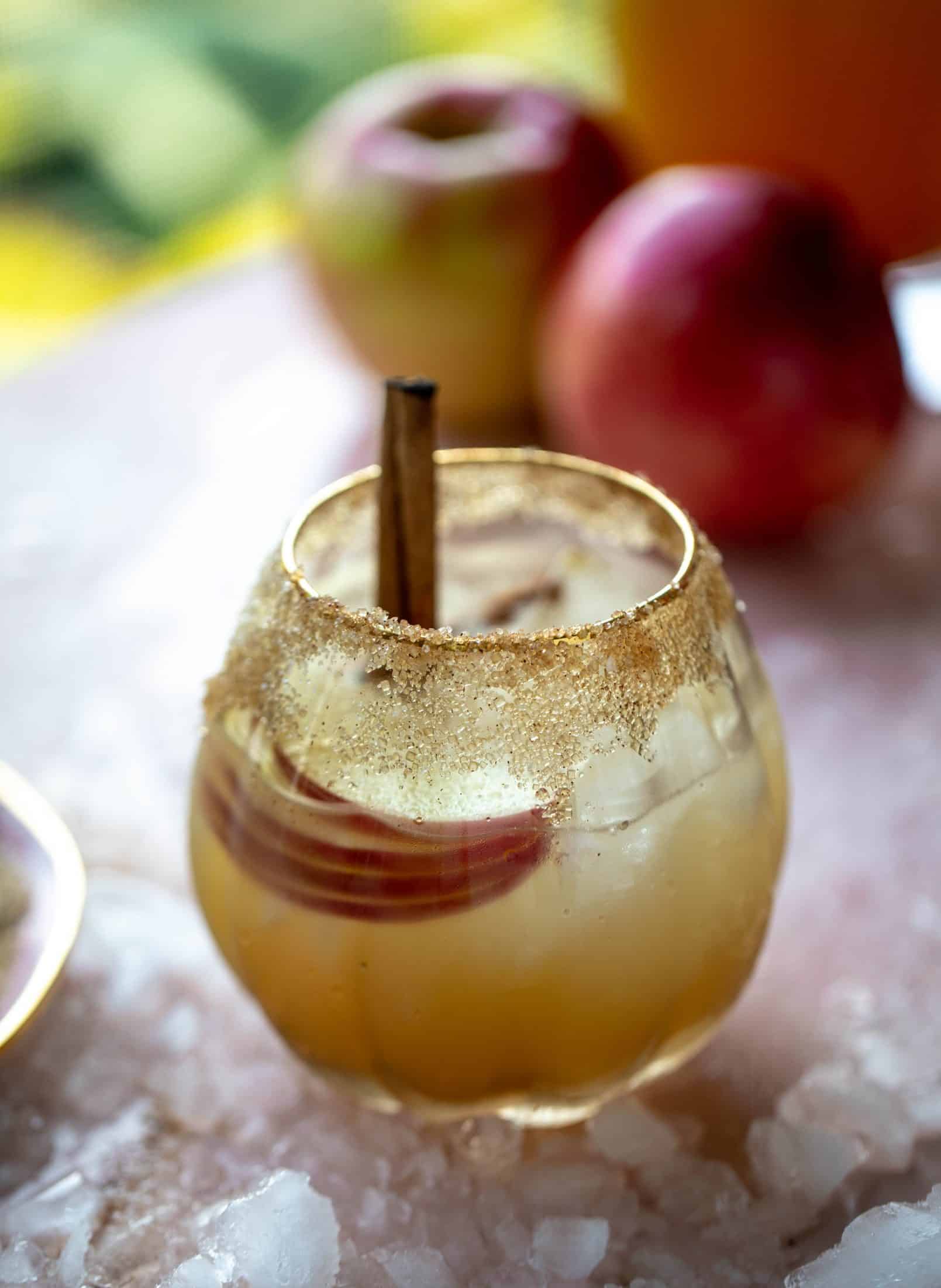 This apple cider mezcal margarita is a delicious, smoky cocktail for fall! It's warming and refreshing and delicious all at once. Cheers!