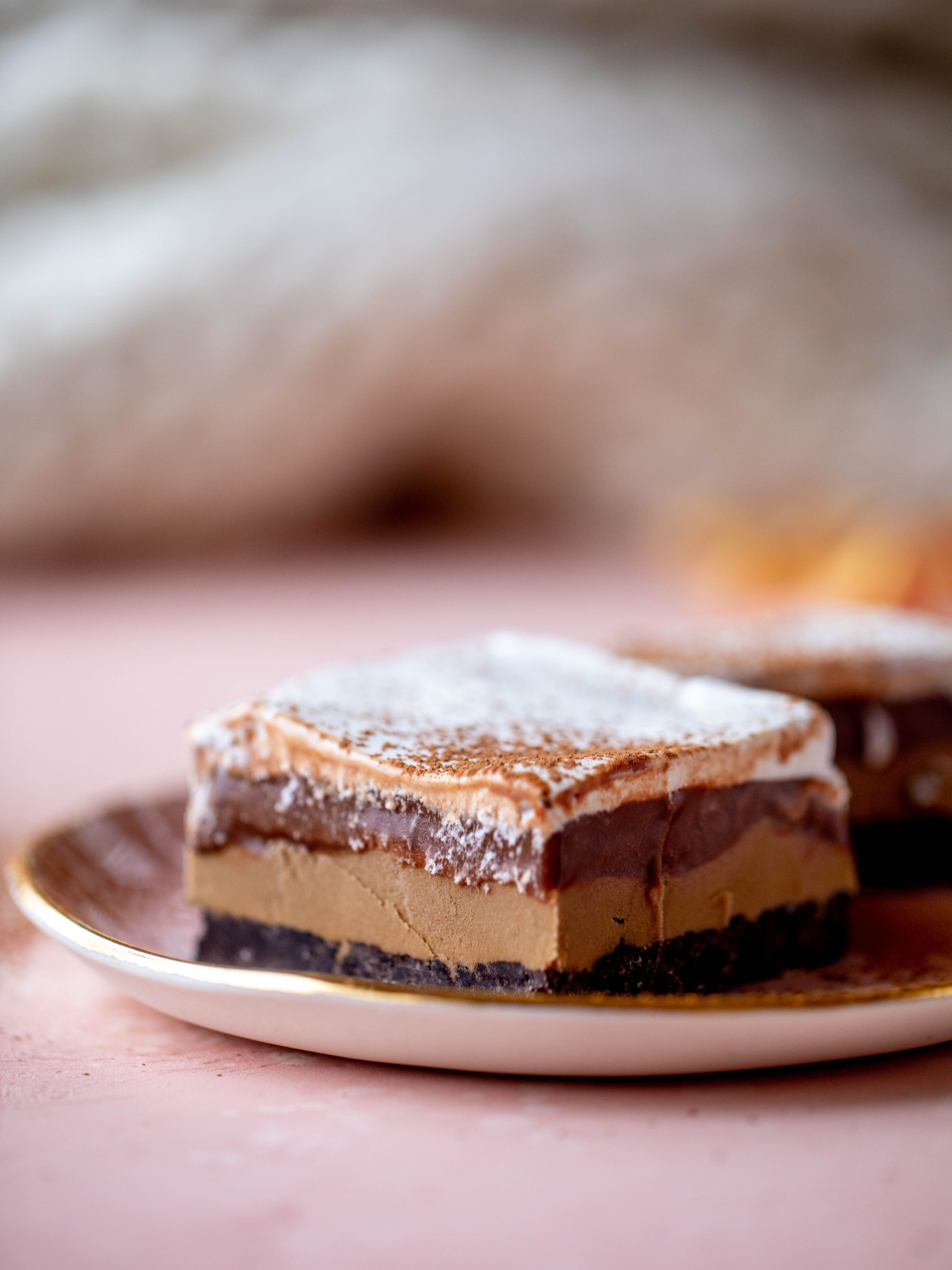 This frozen chocolate cookie dessert is a twist on the classic 90s recipe! Cookie crust, ice cream, homemade hot fudge and whipped cream. It's amazing!