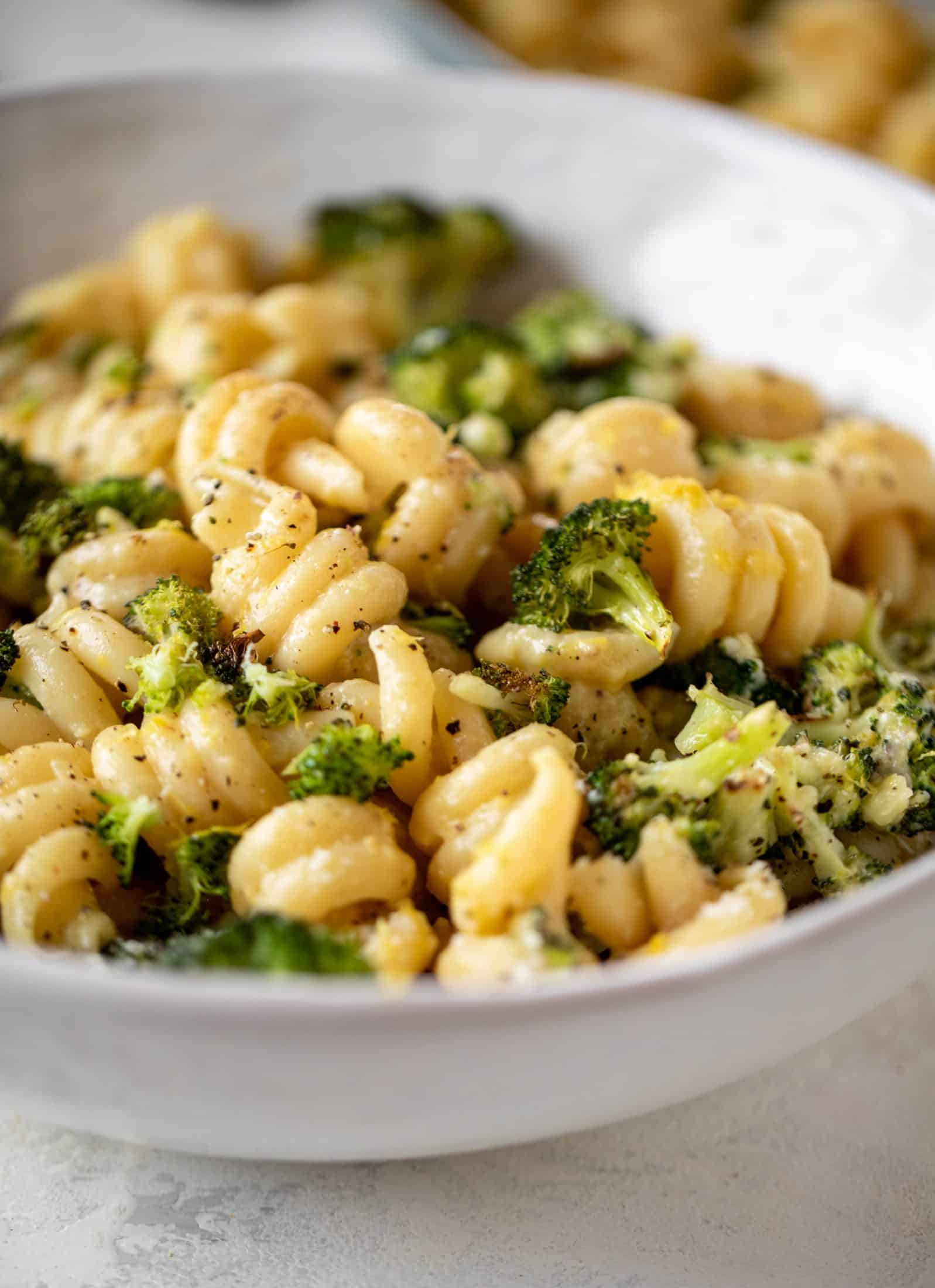 Broccoli lemon carbonara pasta is the freshest take on carbonara! Roasted broccoli, garlic and a parmesan lemon sauce. It's ridiculously good!