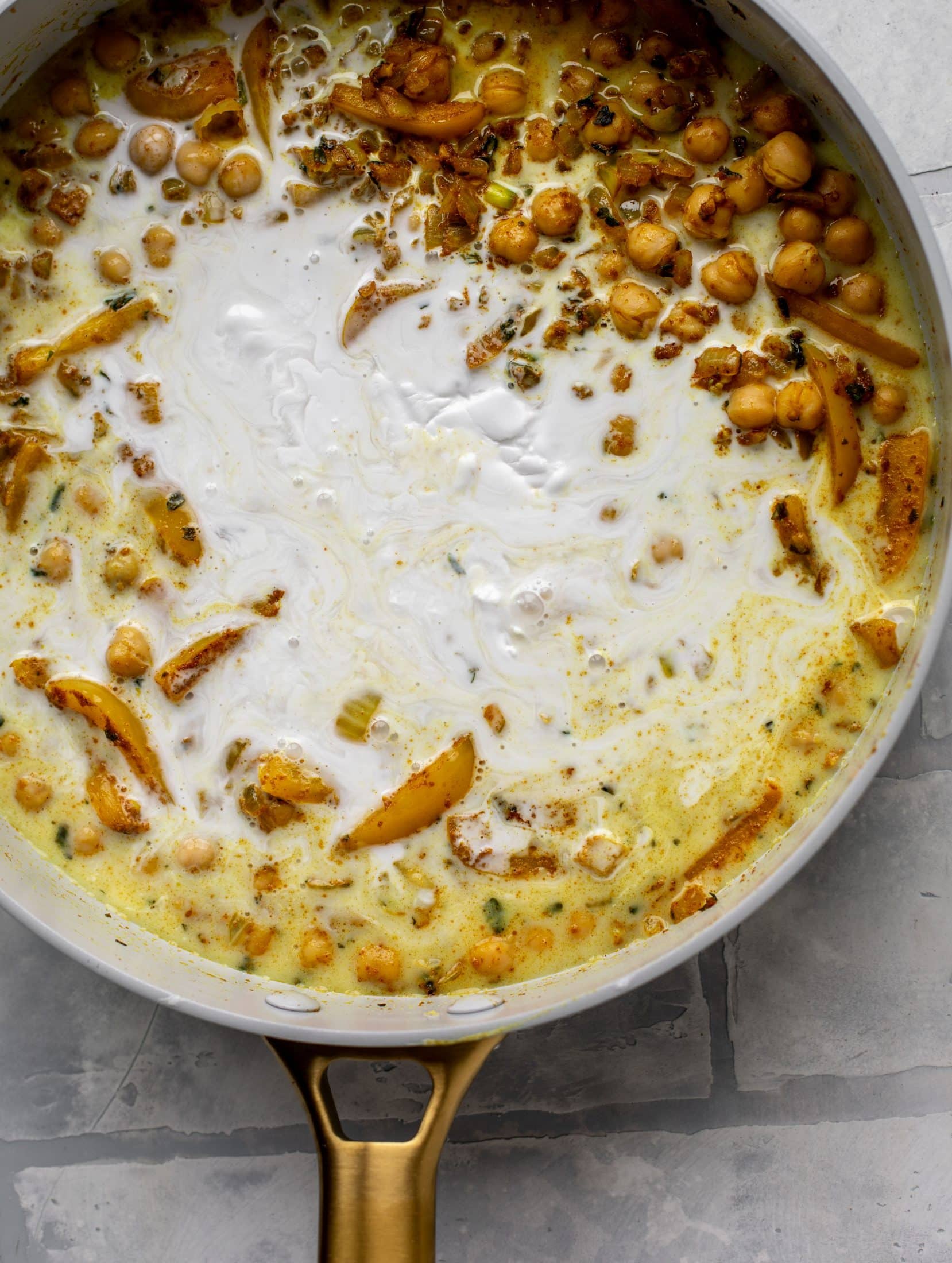 This basil chickpea coconut curry comes together in 20 minutes! Serve with jasmine rice or your favorite naan, or both! So easy and flavorful.
