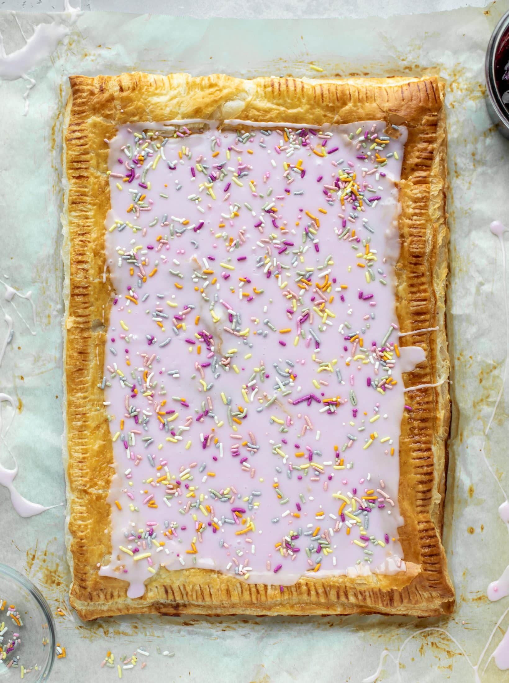 This giant pop tart recipe can be made exclusively with ingredients in your freezer! I love to make a berry lavender flavor - so perfect for spring!