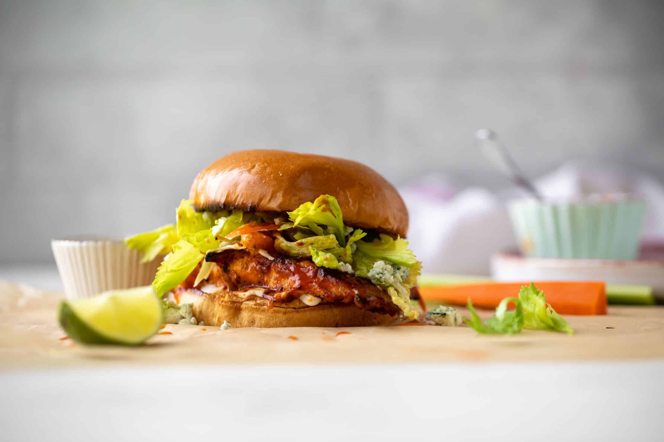 grilled buffalo chicken sandwiches with gorgonzola slaw
