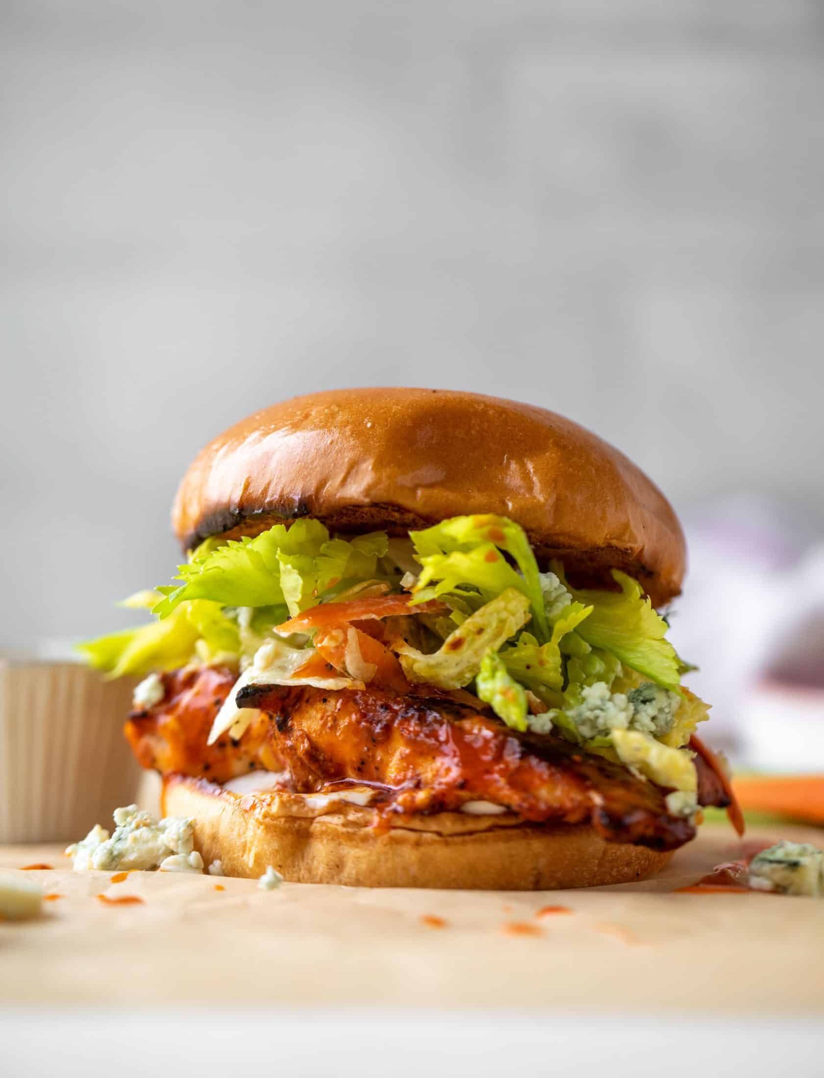 grilled buffalo chicken sandwiches with gorgonzola slaw