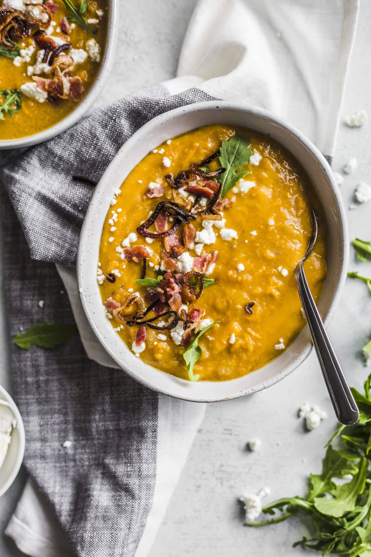 loaded baked sweet potato soup I howsweeteats.com