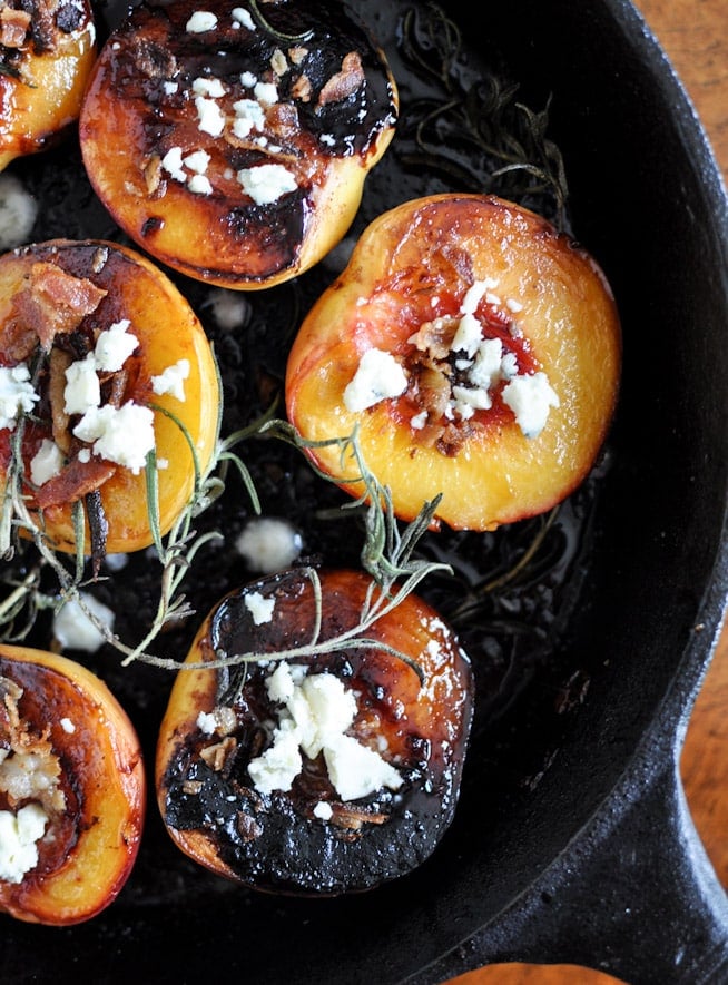 Rosemary, Bacon and Sugar Roasted Peaches I howsweeteats.com Rosemary, Bacon and Sugar Roasted Peaches I howsweeteats.com