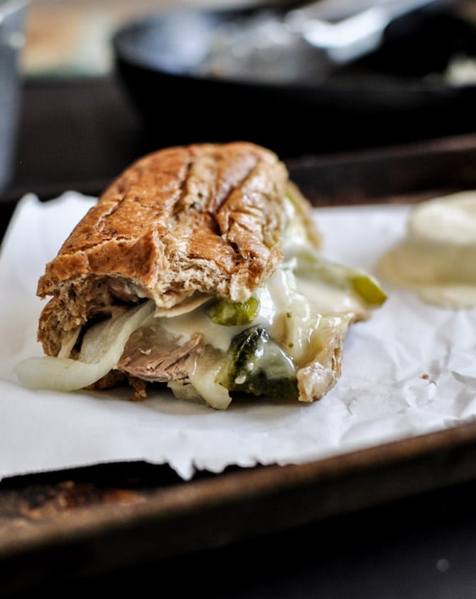 Homemade Chicken Cheesesteaks I howsweeteats.com