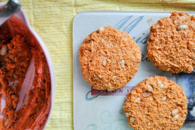 Smoky Sweet Potato Burgers with Roasted Garlic Cream and Avocado I howsweeteats.com