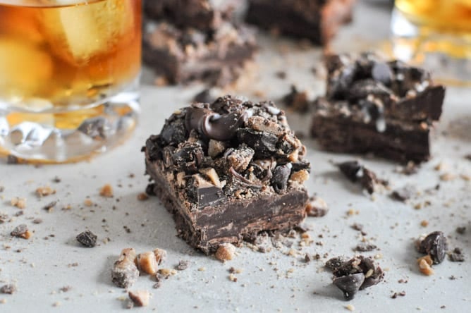 Loaded Chocolate Bourbon Fudge I howsweeteats.com