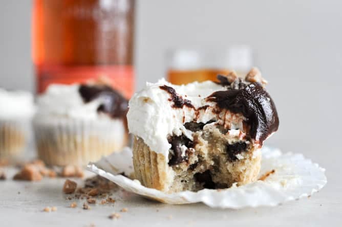 Banana Bourbon Cupcakes I howsweeteats.com