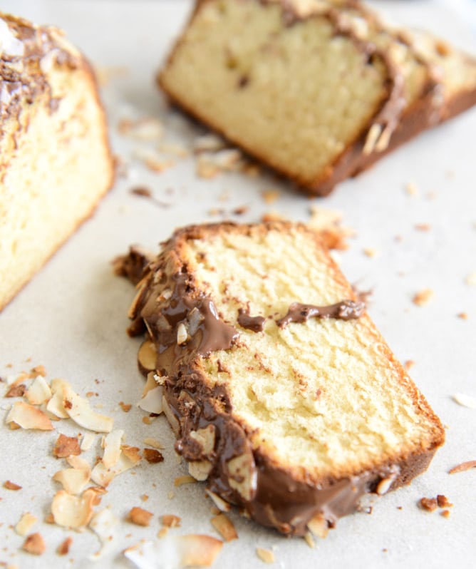 Spiked Almond Joy Poundcake I howsweeteats.com
