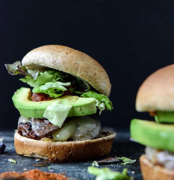 Taco-Rubbed Burgers with Avocado and Crushed Tortilla Chips I howsweeteats.com