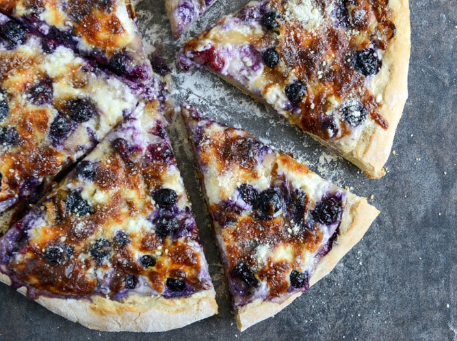 Blueberry Pizza with Whipped Ricotta + Caramelized Shallots I howsweeteats.com Blueberry Pizza with Whipped Ricotta + Caramelized Shallots I howsweeteats.com