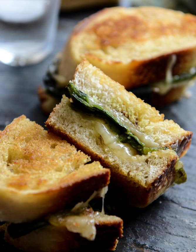 Sourdough Grilled Cheese with Roasted Poblanos, Smoked Cheddar and Curried Brown Butter I howsweeteats.com