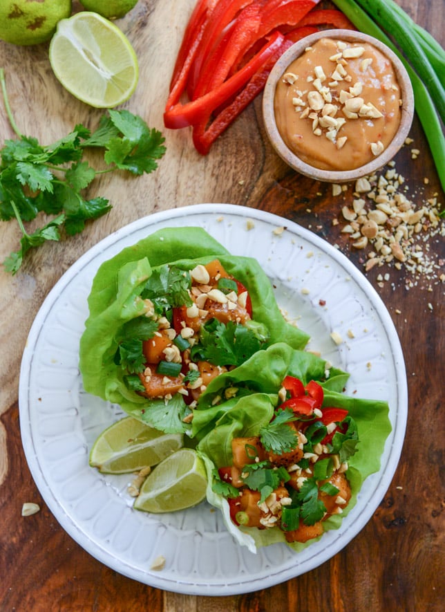 Chili Caramelized Thai Butternut Squash Lettuce Wraps I howsweeteats.com