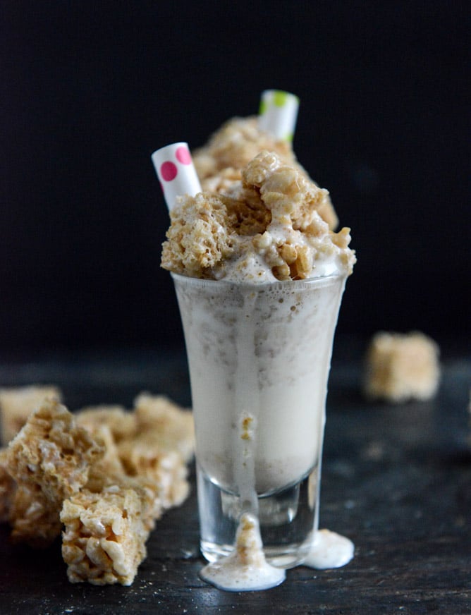 Spiked Rice Krispie Treat Shake Shooters I howsweeteats.com Spiked Rice Krispie Treat Shake Shooters I howsweeteats.com