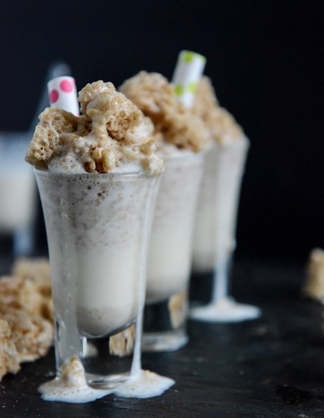 Spiked Rice Krispie Treat Shake Shooters I howsweeteats.com