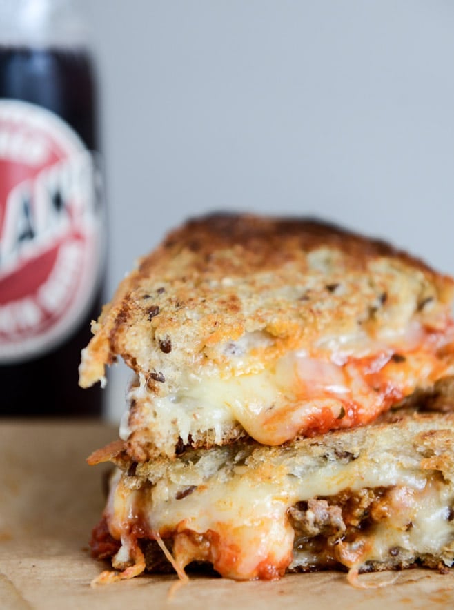 spicy mini meatball grilled cheese I howsweeteats.com spicy mini meatball grilled cheese I howsweeteats.com