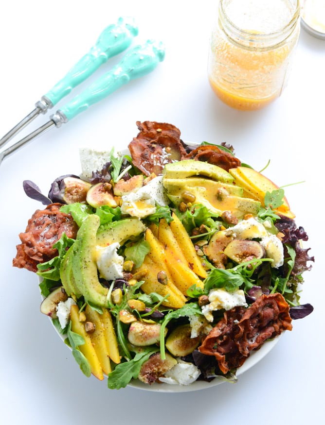 nectarine and fig summer salad with crispy pancetta I howsweeteats.com