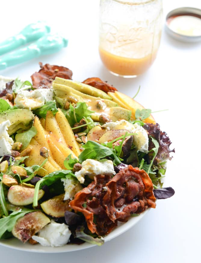 nectarine and fig summer salad with crispy pancetta I howsweeteats.com