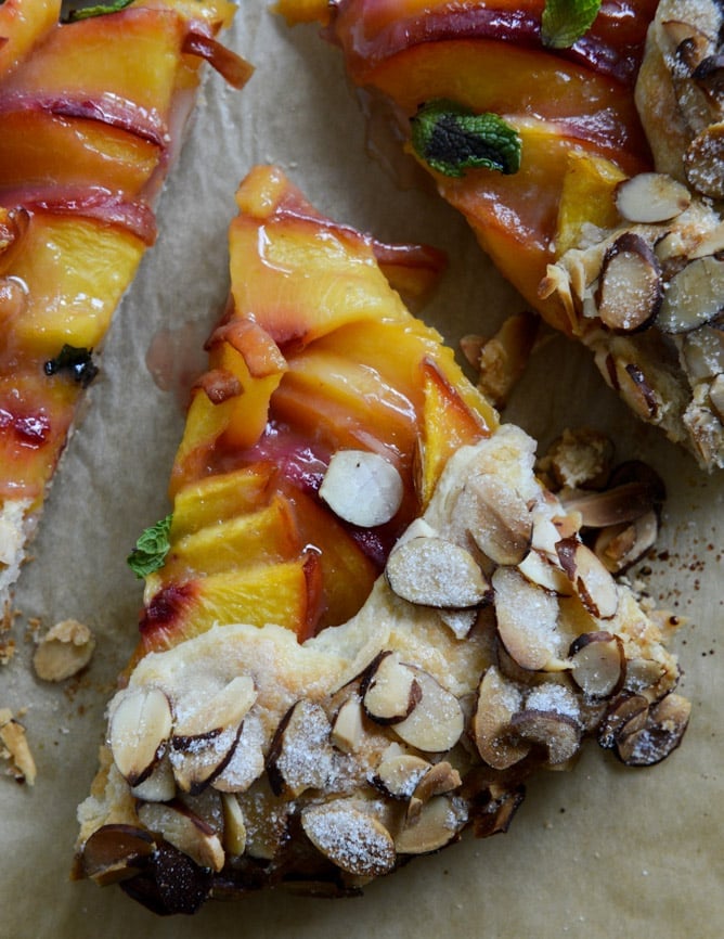 ginger peach galette with almond crust I howsweeteats.com