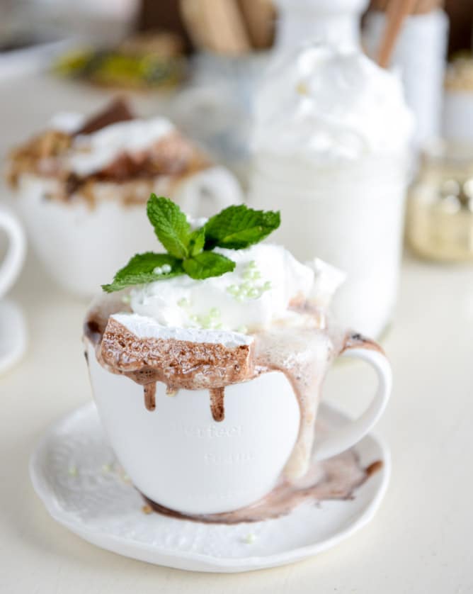 mint dark chocolate hot chocolate I howsweeteats.com