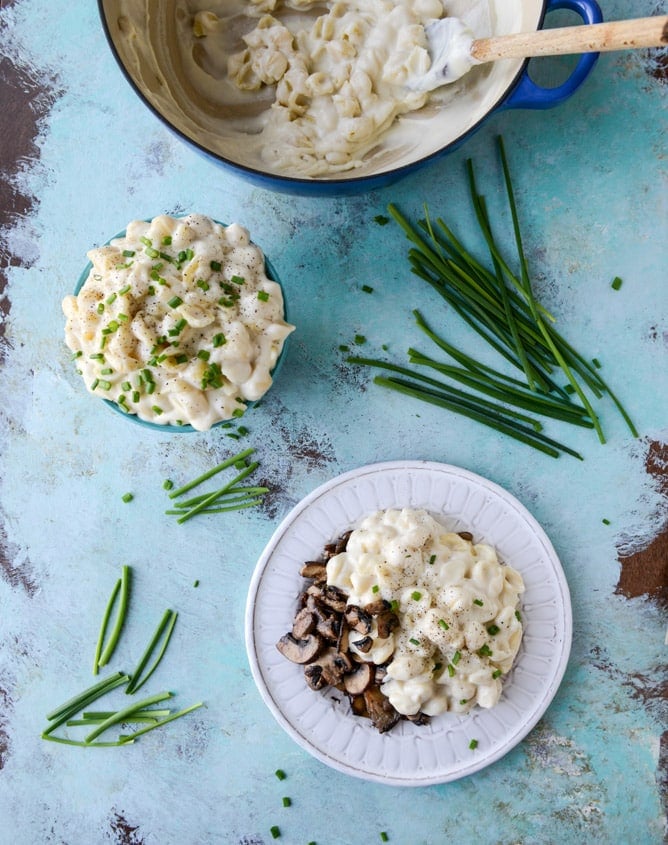 stovetop goat cheese shells and cheese I howsweeteats.com