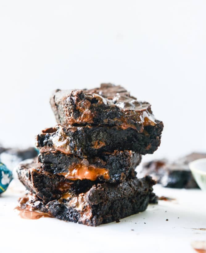 olive oil sea salt truffle brownies I howsweeteats.com