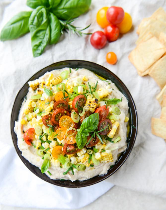 summer garden white bean dip I howsweeteats.com
