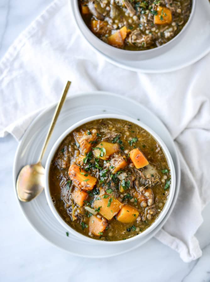 butternut beef stew with pearl couscous I howsweeteats.com