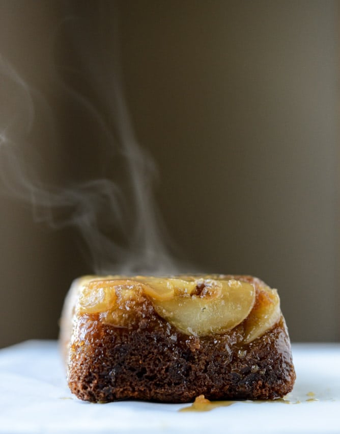 caramelized upside down pear bread I howsweeteats.com