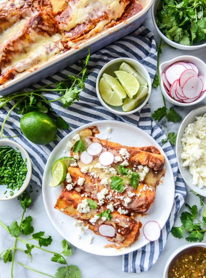 the best cheese enchiladas with homemade sauce I howsweeteats.com