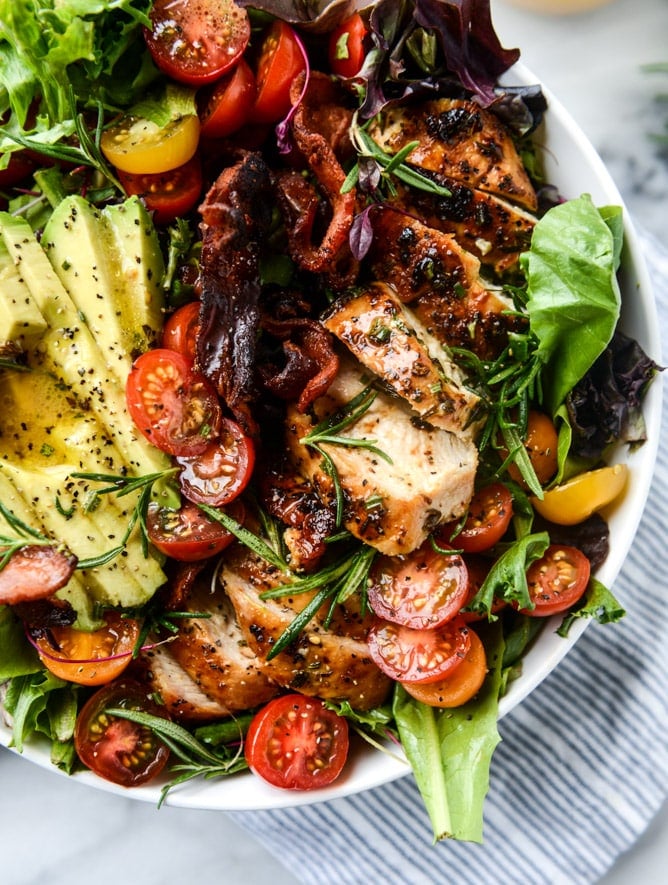 rosemary chicken, bacon and avocado salad I howsweeteats.com