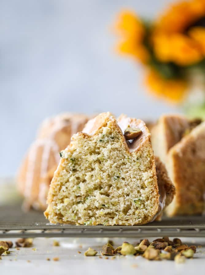 lemon pistachio zucchini cake I howsweeteats.com