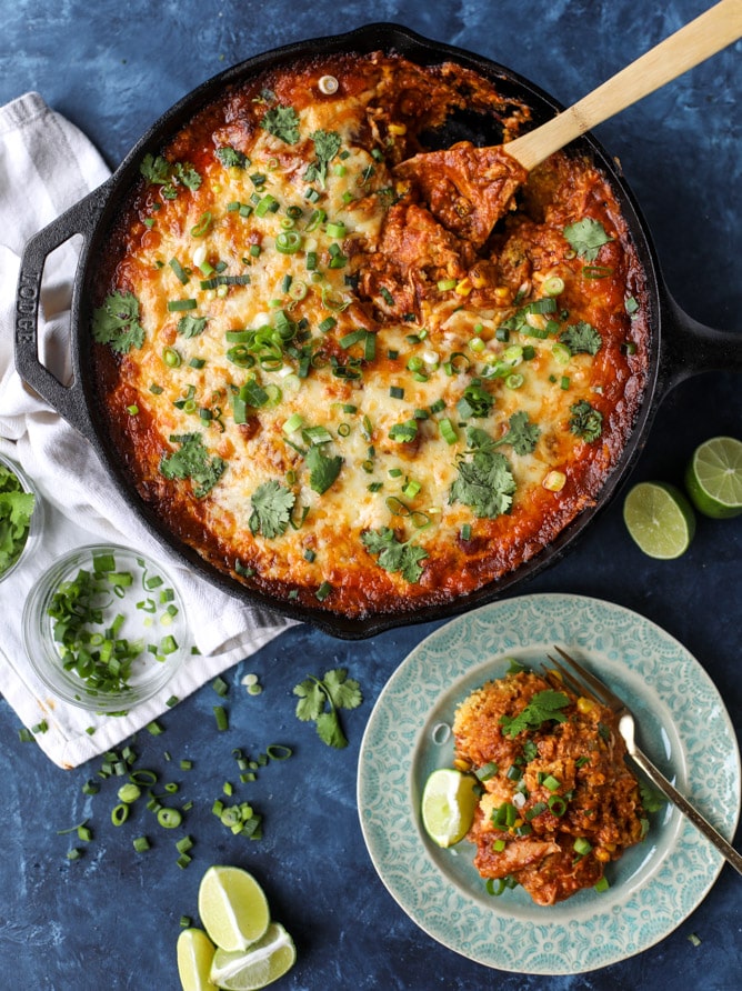 cheesy chicken tamale pie I howsweeteats.com