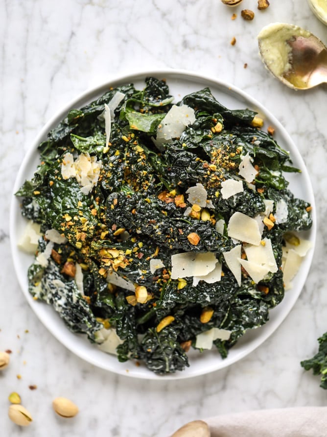 parmesan pistachio I howsweeteats.com #kale #pistachio #salad #parmesan #healthy #recipes
